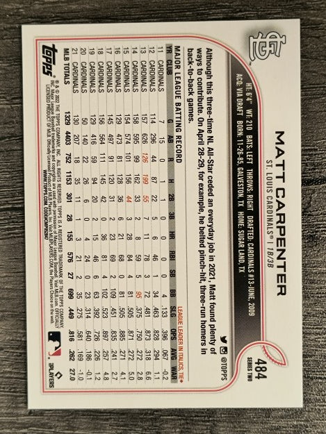 2022 Topps #484 Matt Carpenter