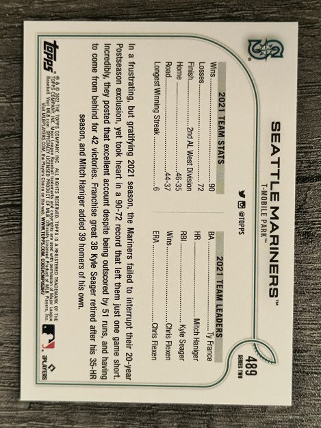 2022 Topps #489 Seattle Mariners