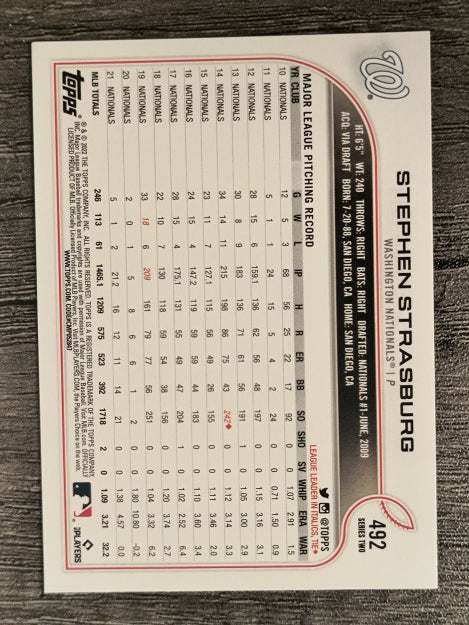 2022 Topps #492 Stephen Strasburg