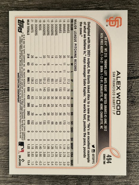2022 Topps #494 Alex Wood