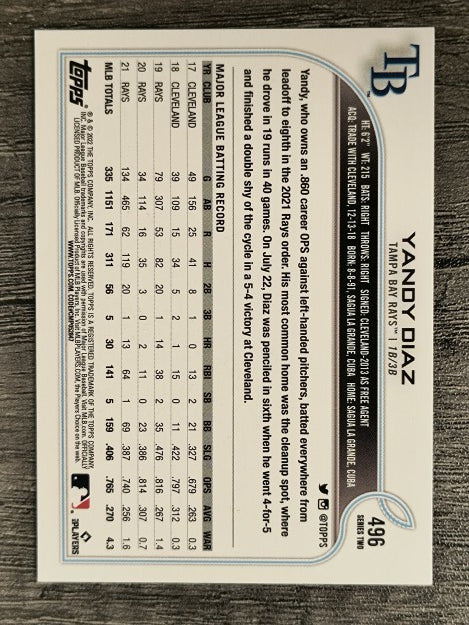 2022 Topps #496 Yandy Diaz