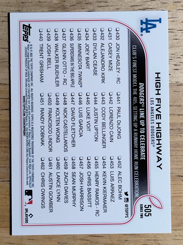 2022 Topps #505 High Five Highway/Gavin Lux/Mookie Betts
