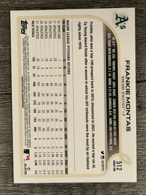 2022 Topps #512 Frankie Montas