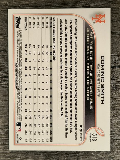 2022 Topps #513 Dominic Smith