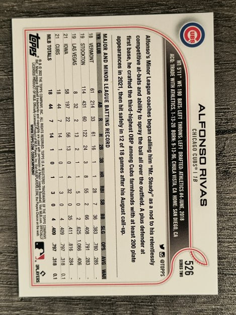 2022 Topps #526 Alfonso Rivas RC