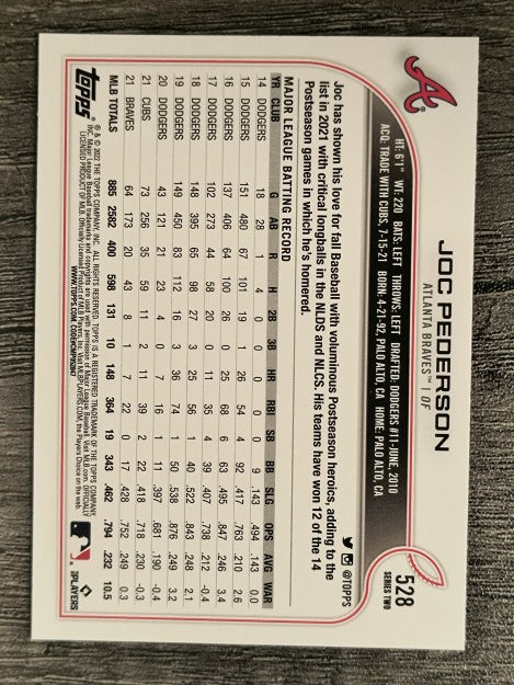 2022 Topps #528 Joc Pederson