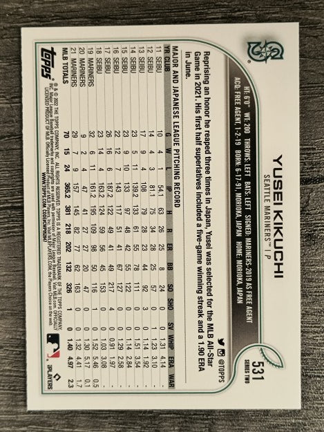2022 Topps #531 Yusei Kikuchi