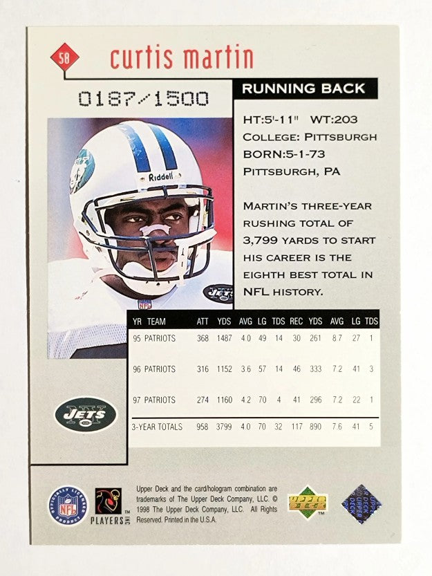 1998 Black Diamond Rookies Triple #58 Curtis Martin