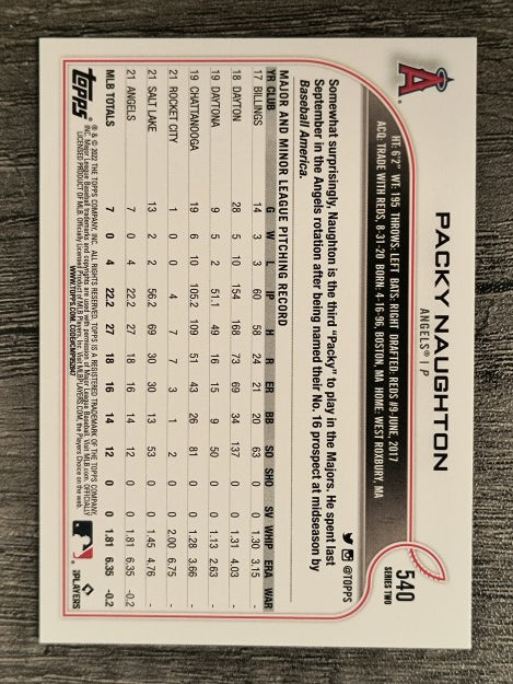 2022 Topps #540 Packy Naughton RC