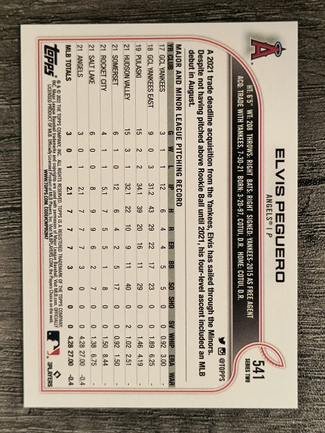 2022 Topps #541 Elvis Peguero RC
