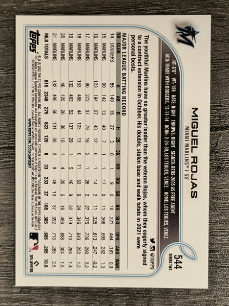 2022 Topps #544 Miguel Rojas