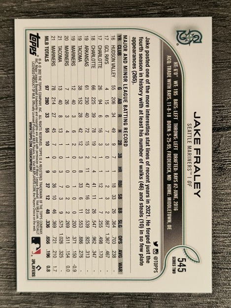 2022 Topps #545 Jake Fraley