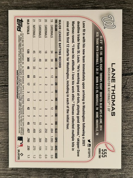 2022 Topps #555 Lane Thomas