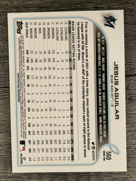 2022 Topps #560 Jesus Aguilar