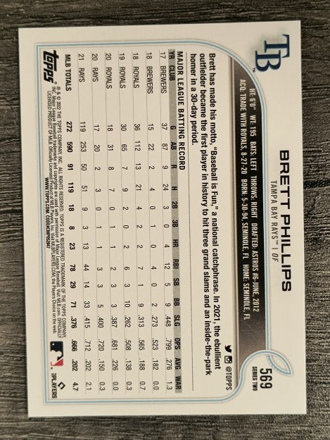 2022 Topps #569 Brett Phillips