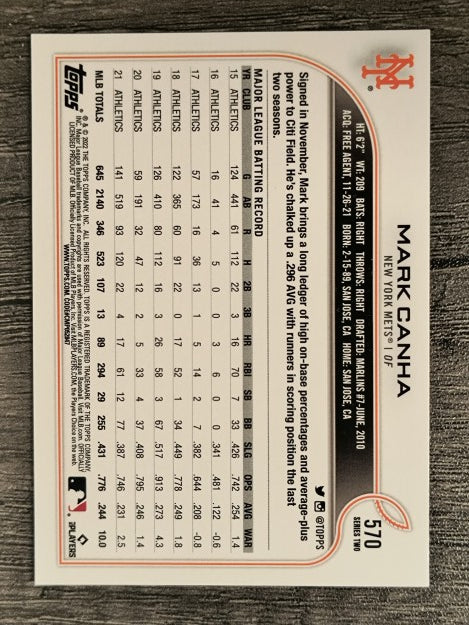 2022 Topps #570 Mark Canha