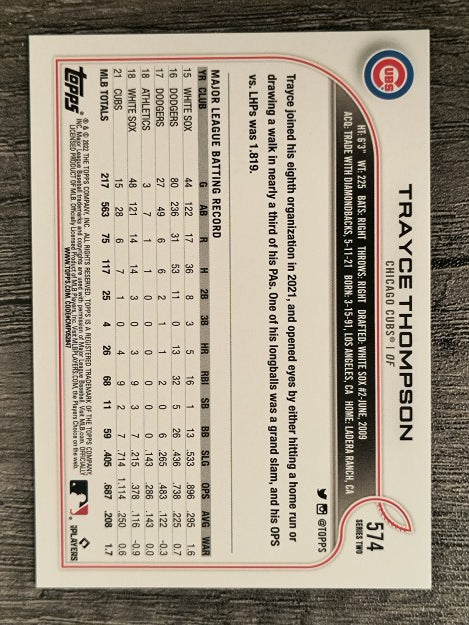 2022 Topps #574 Trayce Thompson