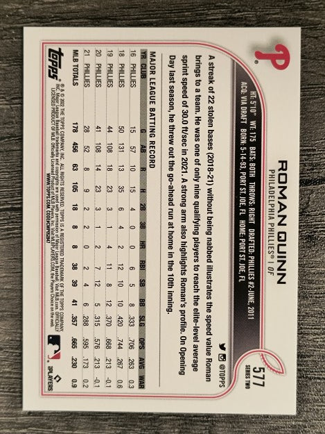 2022 Topps #577 Roman Quinn