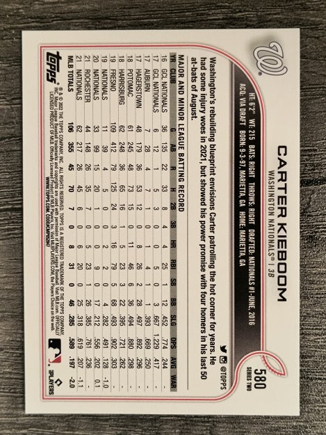 2022 Topps #580 Carter Kieboom