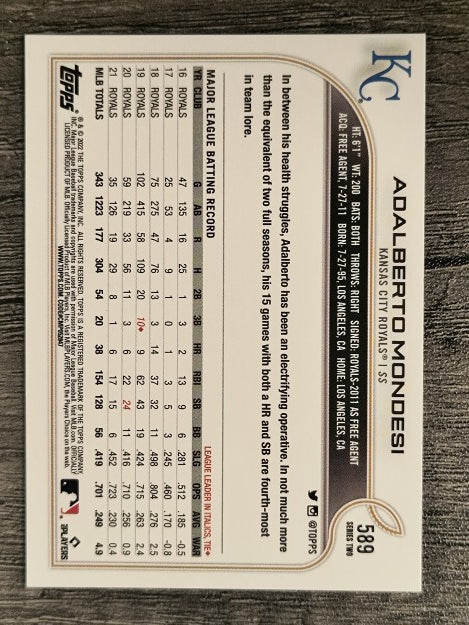 2022 Topps #589 Adalberto Mondesi