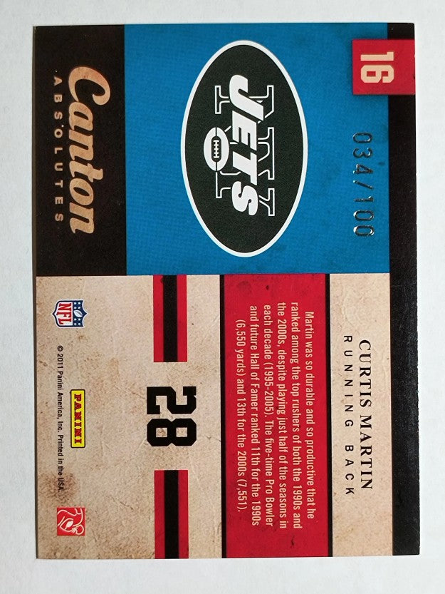 2011 Absolute Memorabilia Canton Absolutes Spectrum #16 Curtis Martin