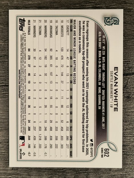 2022 Topps #602 Evan White