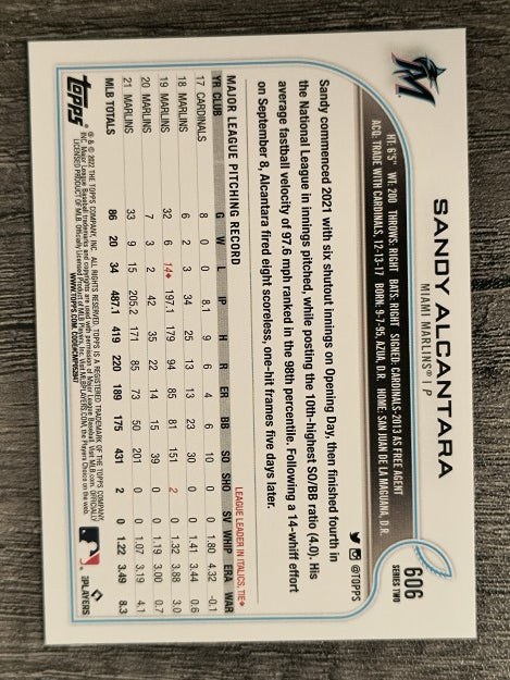 2022 Topps #606 Sandy Alcantara