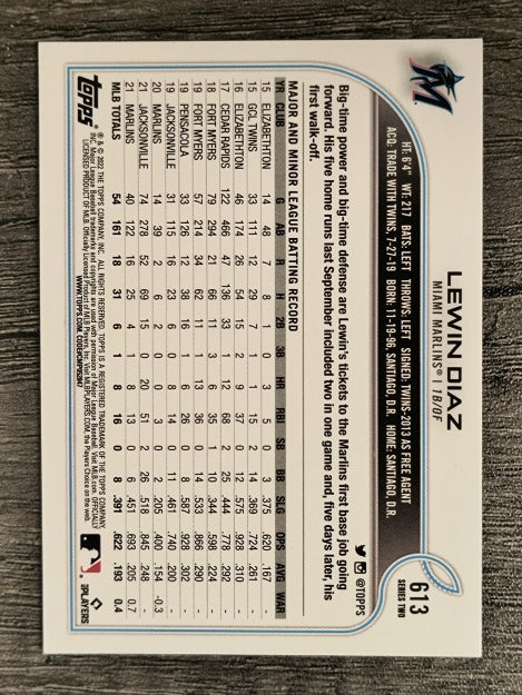 2022 Topps #613 Lewin Diaz
