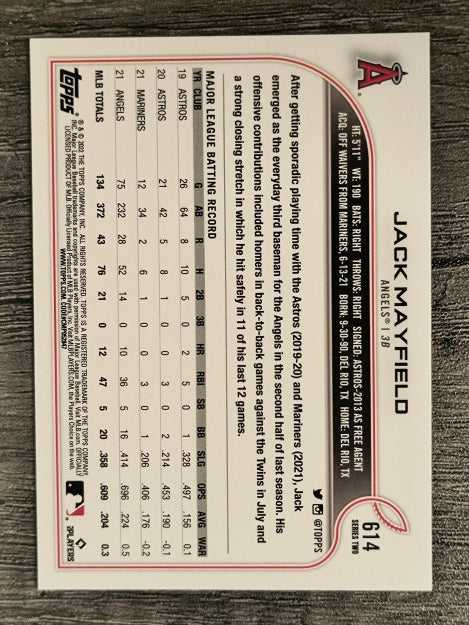 2022 Topps #614 Jack Mayfield