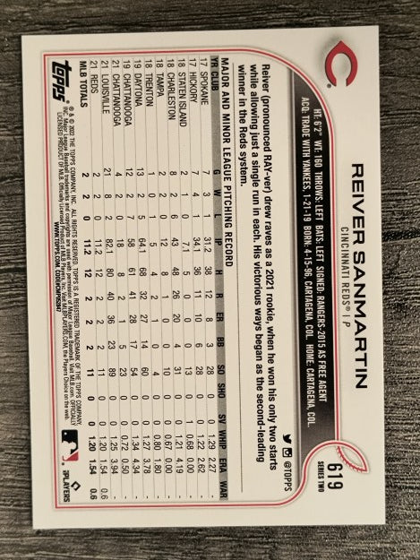 2022 Topps #619 Reiver Sanmartin RC