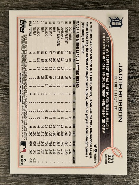 2022 Topps #623 Jacob Robson RC