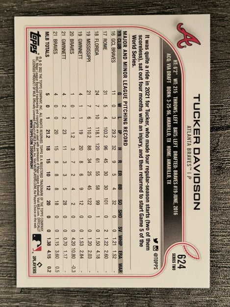 2022 Topps #624 Tucker Davidson