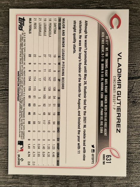 2022 Topps #631 Vladimir Gutierrez