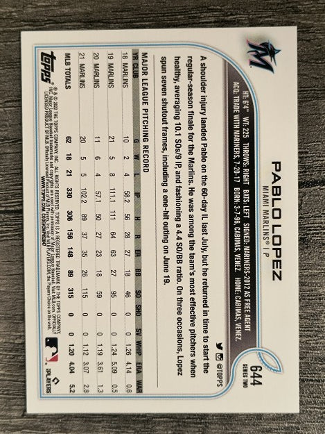 2022 Topps #644 Pablo Lopez