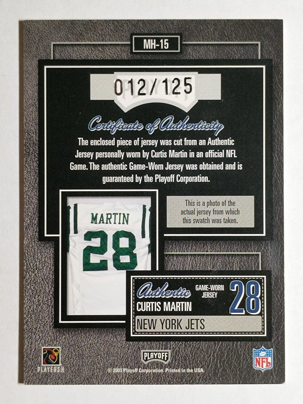 2003 Playoff Hogg Heaven Material Hoggs Silver #MH15 Curtis Martin