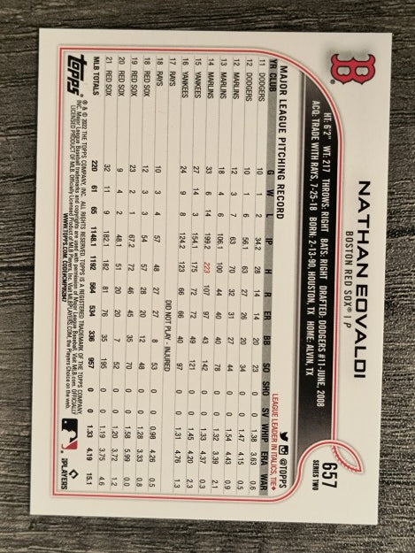 2022 Topps #657 Nathan Eovaldi