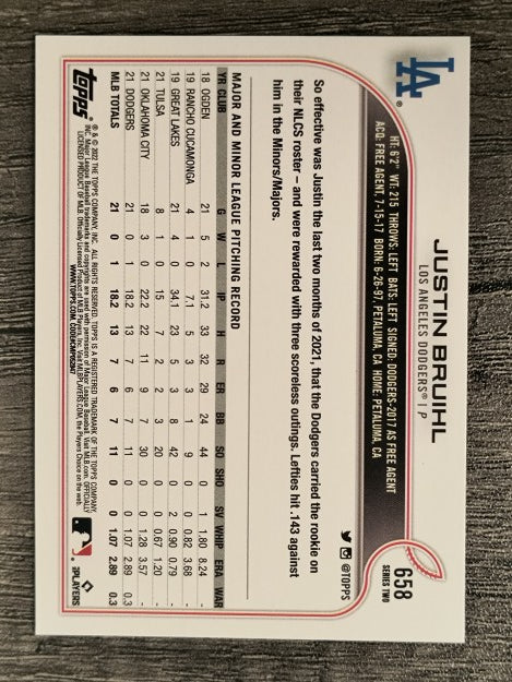 2022 Topps #658 Justin Bruihl RC