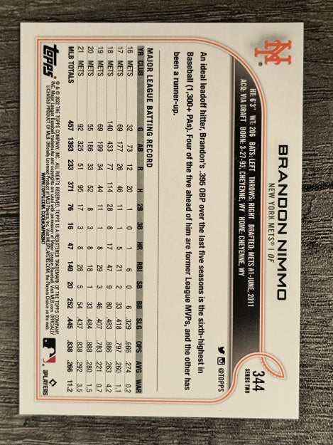 2022 Topps #344 Brandon Nimmo