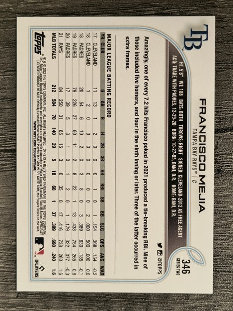 2022 Topps #346 Francisco Mejia