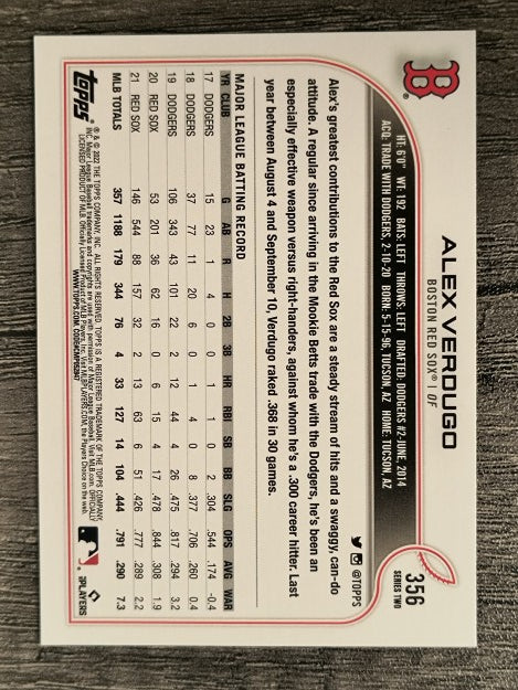 2022 Topps #356 Alex Verdugo
