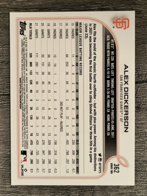 2022 Topps #362 Alex Dickerson