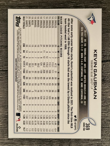 2022 Topps #369 Kevin Gausman