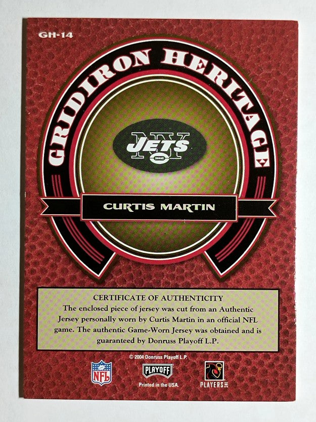 2004 Playoff Prestige Gridiron Heritage Jerseys #GH14 Curtis Martin