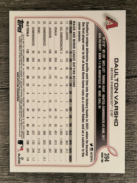 2022 Topps #394 Daulton Varsho