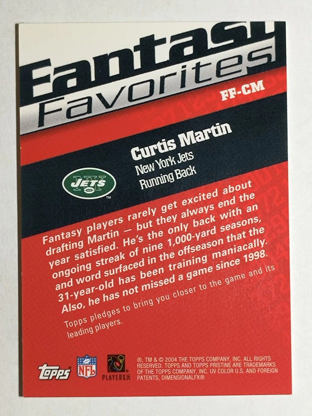2004 Topps Pristine Fantasy Favorites Jersey #FFCM Curtis Martin C