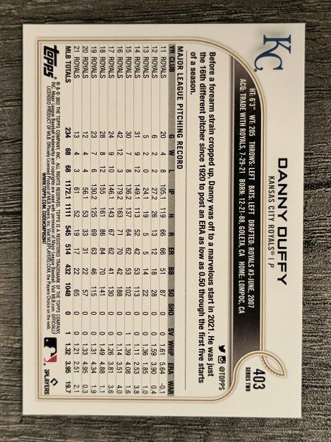 2022 Topps #403 Danny Duffy