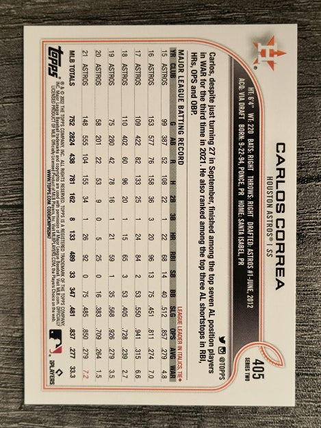 2022 Topps #405 Carlos Correa