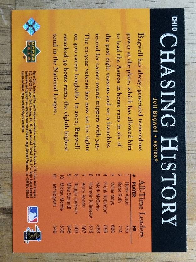 2002 Upper Deck Chasing History #CH10 Jeff Bagwell