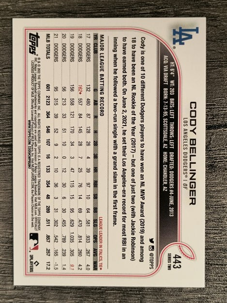 2022 Topps #443 Cody Bellinger