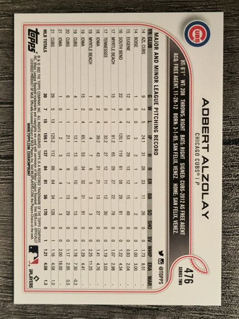 2022 Topps #476 Adbert Alzolay